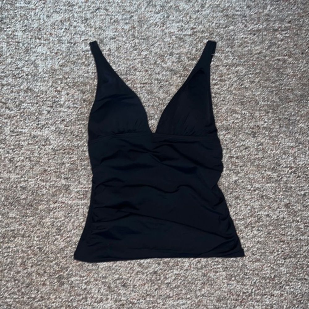 DKNY SWIM ruched Tankini top black​ slimming